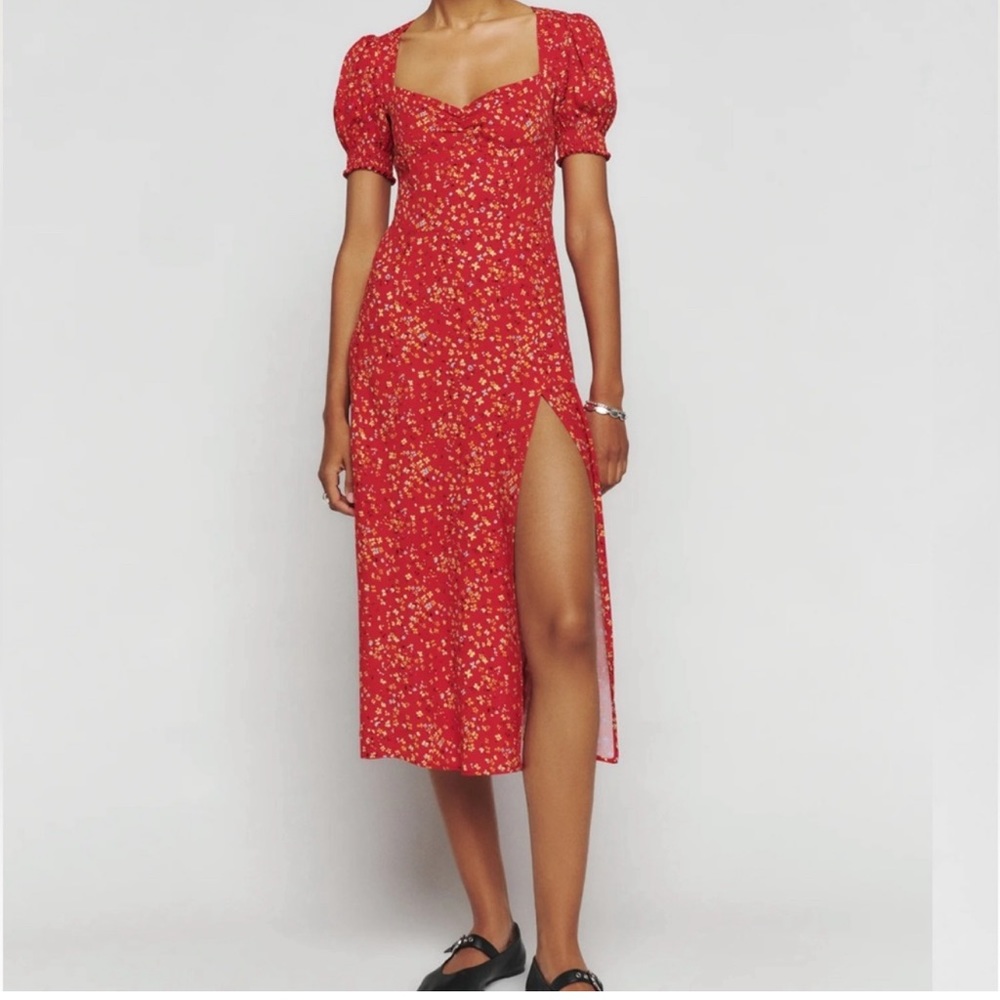 Reformation Red Floral Dress